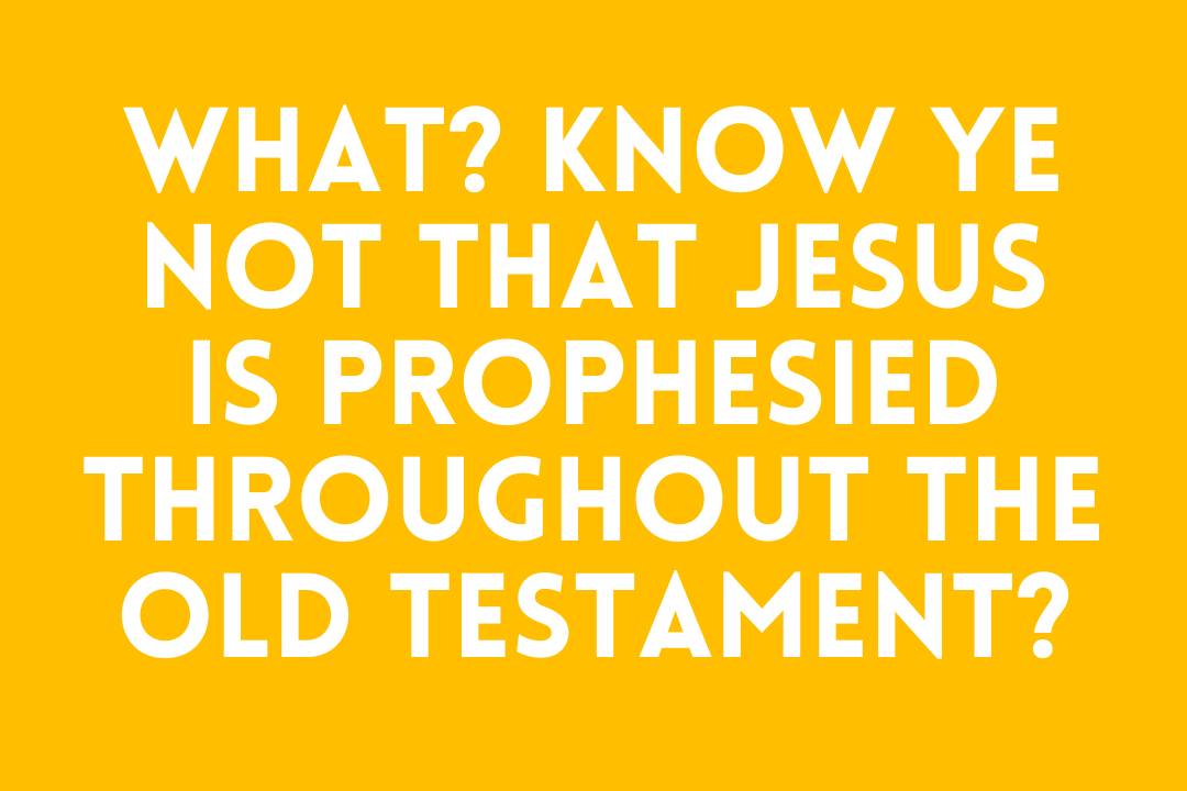 What? know ye not that Jesus is prophesied throughout the Old Testament?